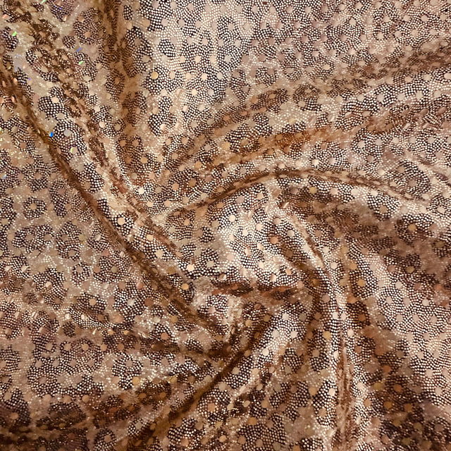 Leopard Hologram Poly Spandex Fabric 60" Dark Brown Gold-3