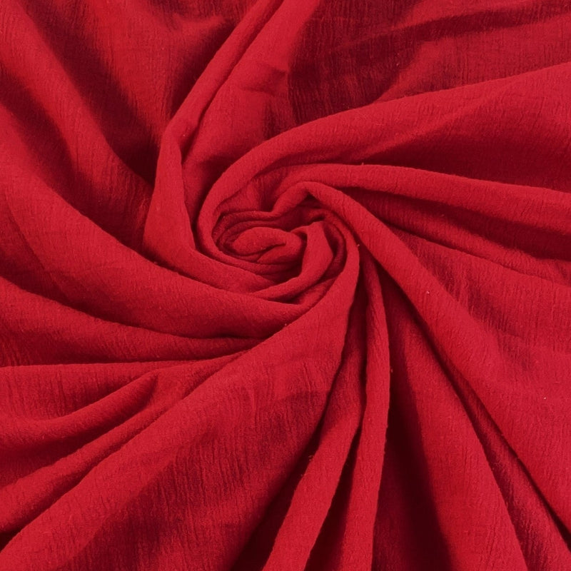 Red Crinkle Cotton Gauze