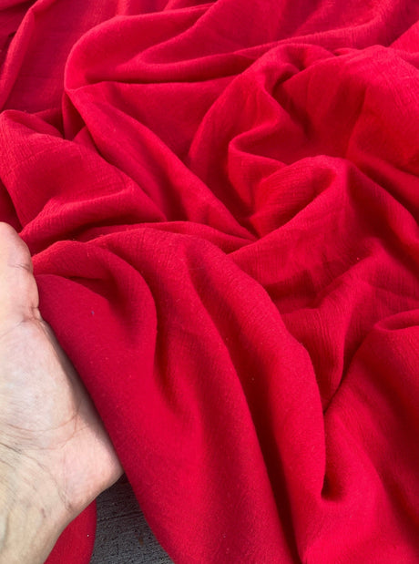 Red Crinkle Cotton Gauze