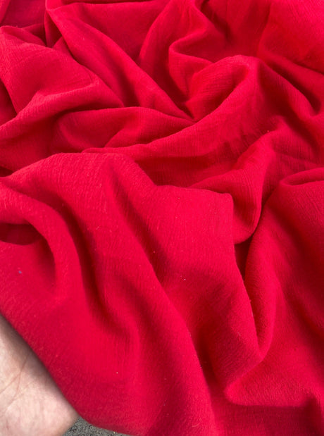 Red Crinkle Cotton Gauze