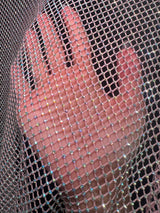 Pink Rhinestone Diamond Fishnet Mesh