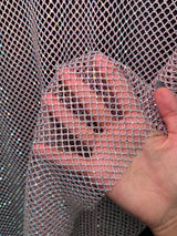 Pink Rhinestone Diamond Fishnet Mesh