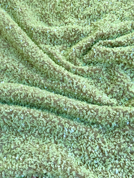 Stretch Sequin on Velvet Pistachio Green