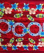 Rings Of Polynesia Rayon Fabric - Tribal Accents, Flower Border, 45" Width (1 Yard)