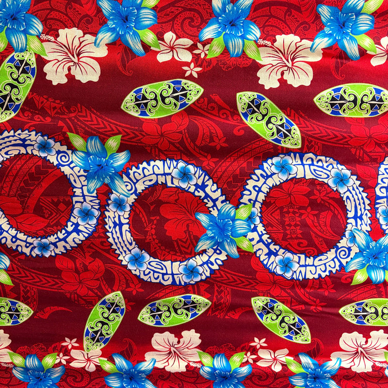 Rayon Fabric Rings of Polynesia Print