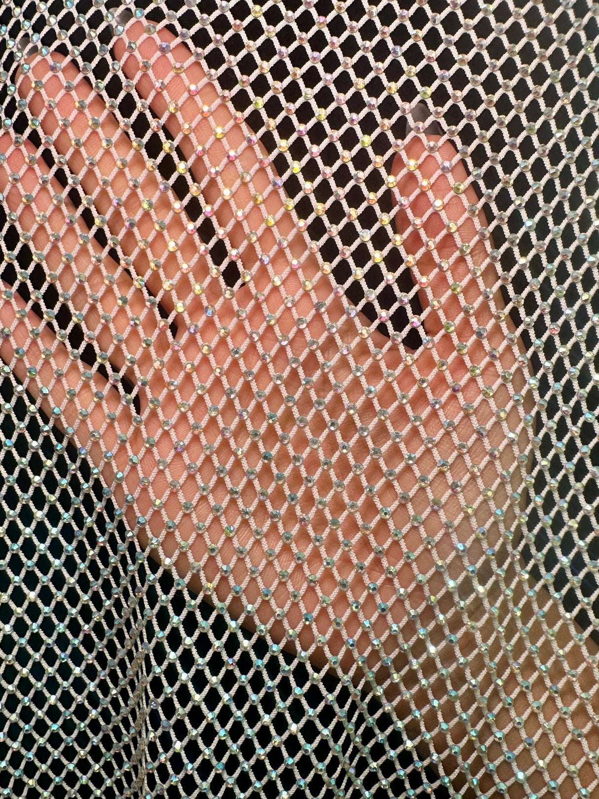 Rhinestone Diamond Fishnet Mesh