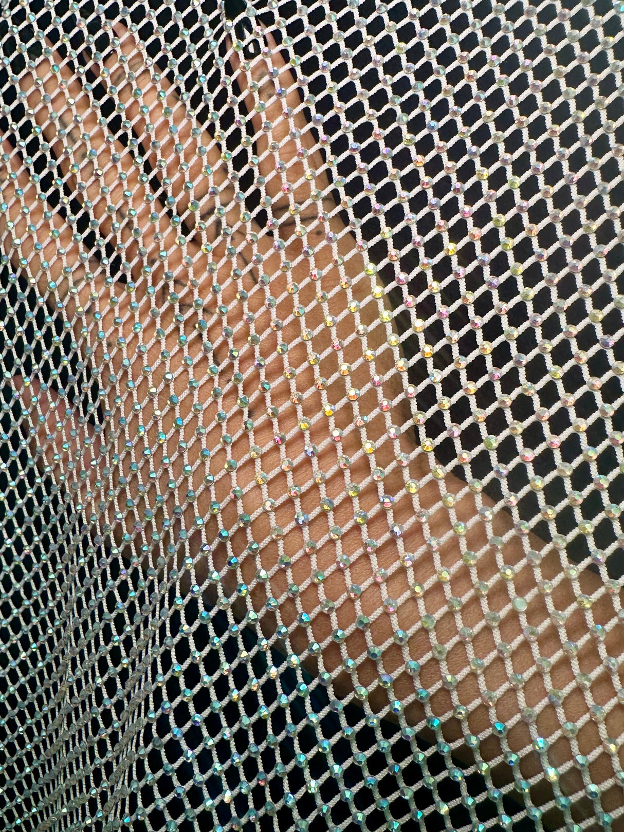 Rhinestone Diamond Fishnet Mesh