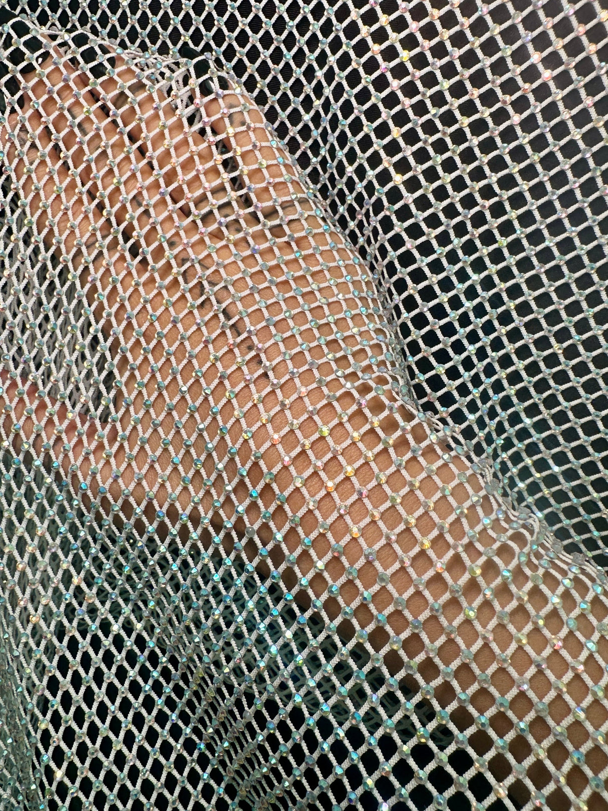 Rhinestone Diamond Fishnet Mesh