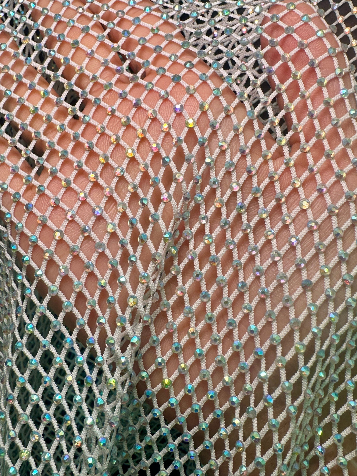 Rhinestone Diamond Fishnet Mesh
