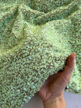 Stretch Sequin on Velvet Pistachio Green