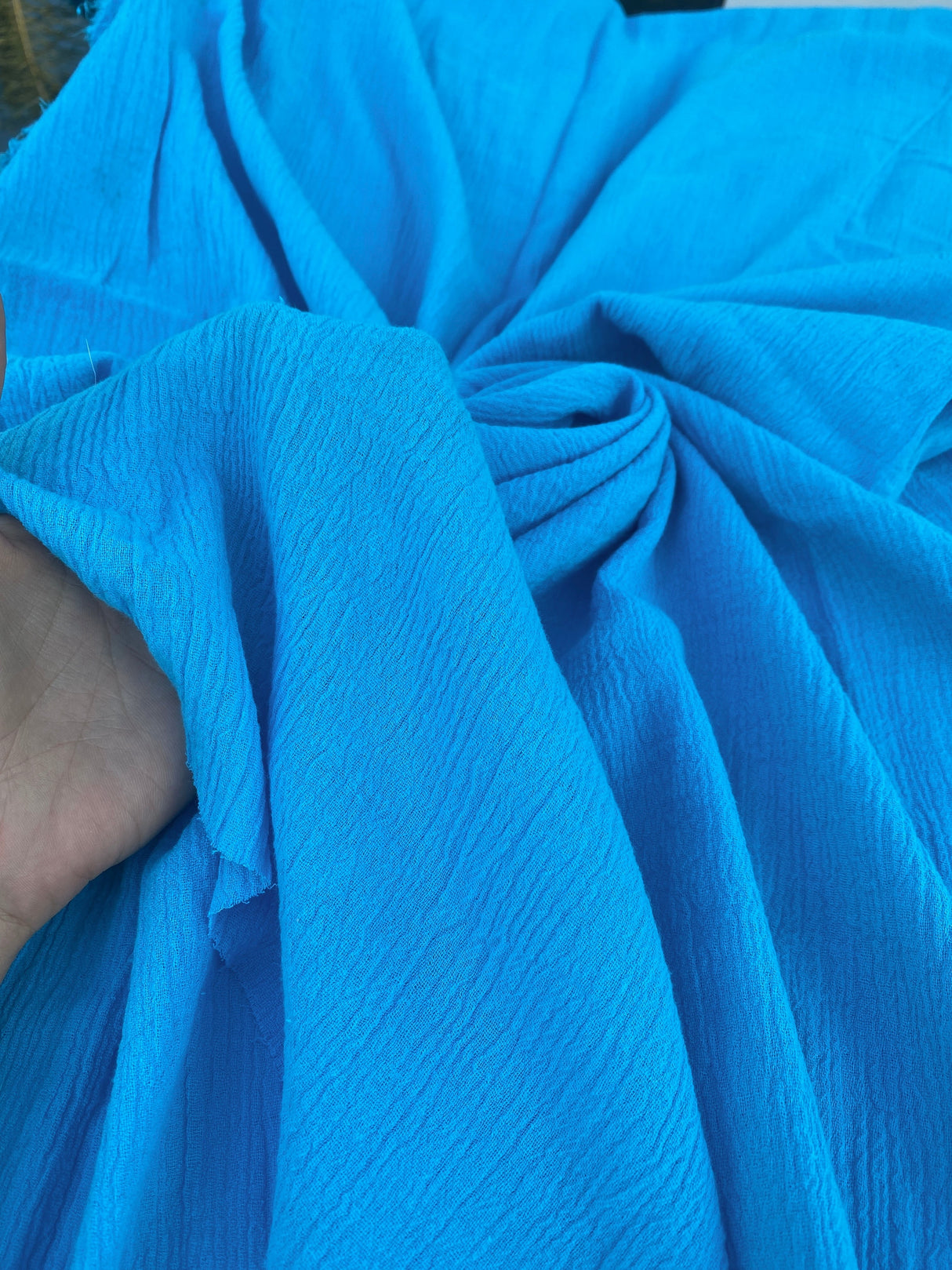 Turquoise Crinkle Cotton Gauze