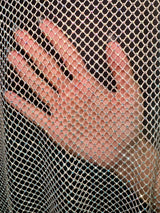 Rhinestone Diamond Fishnet Mesh Champagne