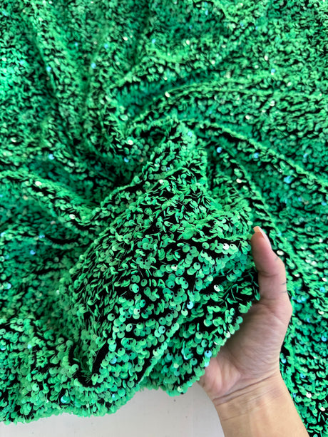 Green Sequin on Black Velvet