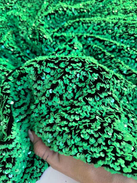 Green Sequin on Black Velvet
