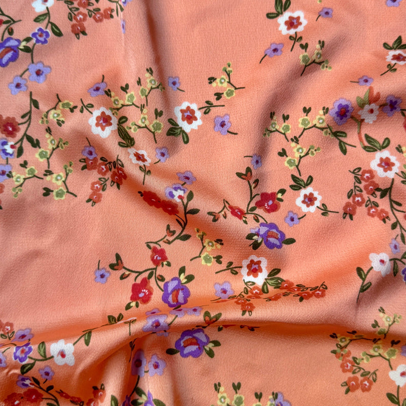 Printed Satin Orange Floral