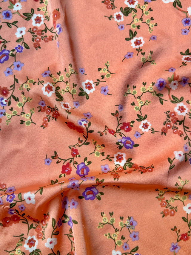 Printed Satin Orange Floral