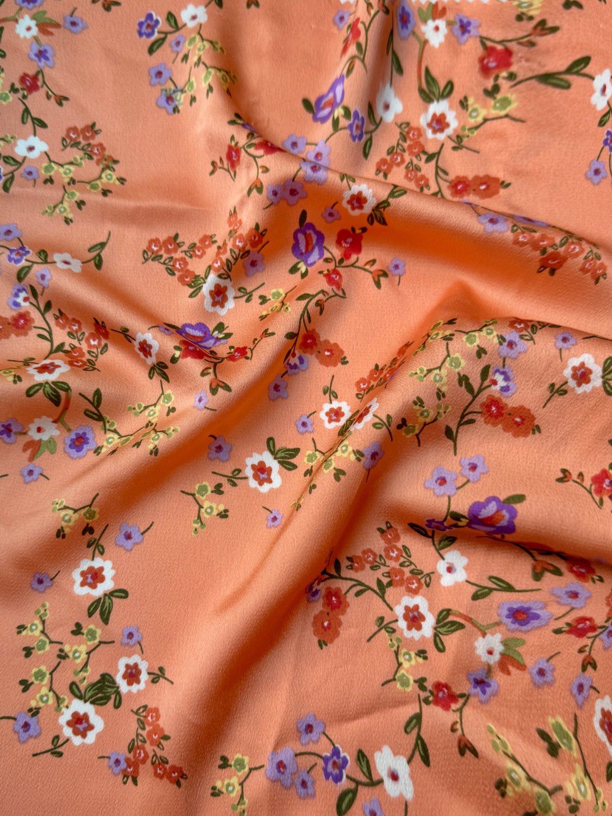 Printed Satin Orange Floral