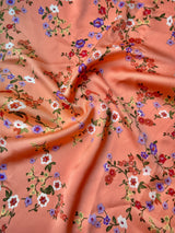 Printed Satin Orange Floral