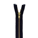 Brass Separating Shirt Zipper Fabric - Black, Tan, #4 Teeth, 14" 16"