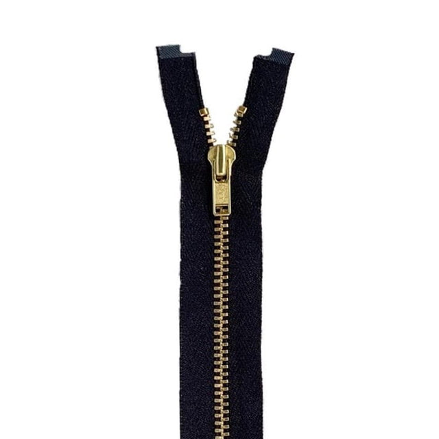 Brass Separating Shirt Zipper Fabric - Black, Tan, #4 Teeth, 14" 16"