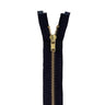 Brass Separating Shirt Zipper Fabric - Black, Tan, #4 Teeth, 14" 16"