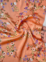 Printed Satin Orange Floral