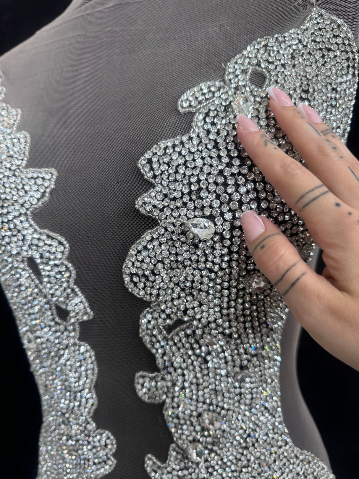 Silver Rhinestone Bodice Appliqué