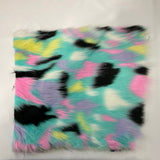 Faux Fur Fabric Pastel Rainbow Patchwork
