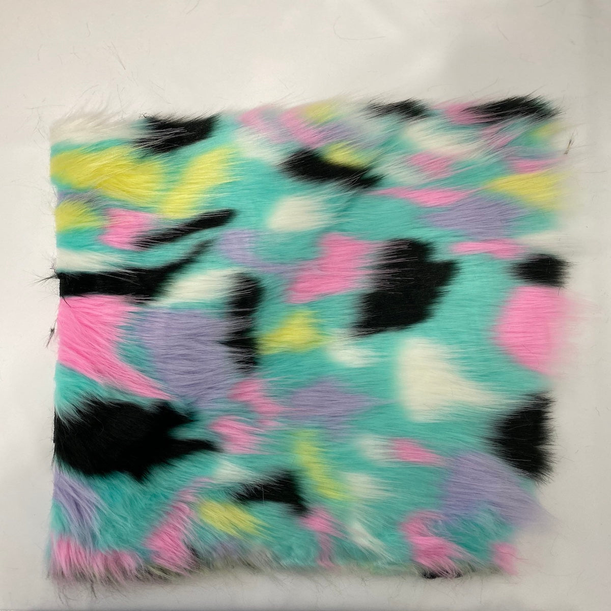 Pastel Rainbow Patchwork Faux Fur Fabric - Multicolor Patchwork, 60" Width (1 Yard)