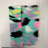 Faux Fur Fabric Pastel Rainbow Patchwork