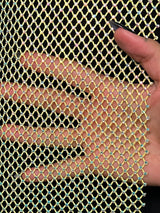 Yellow Rhinestone Diamond Fishnet Mesh