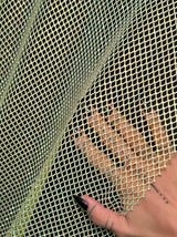 Yellow Rhinestone Diamond Fishnet Mesh