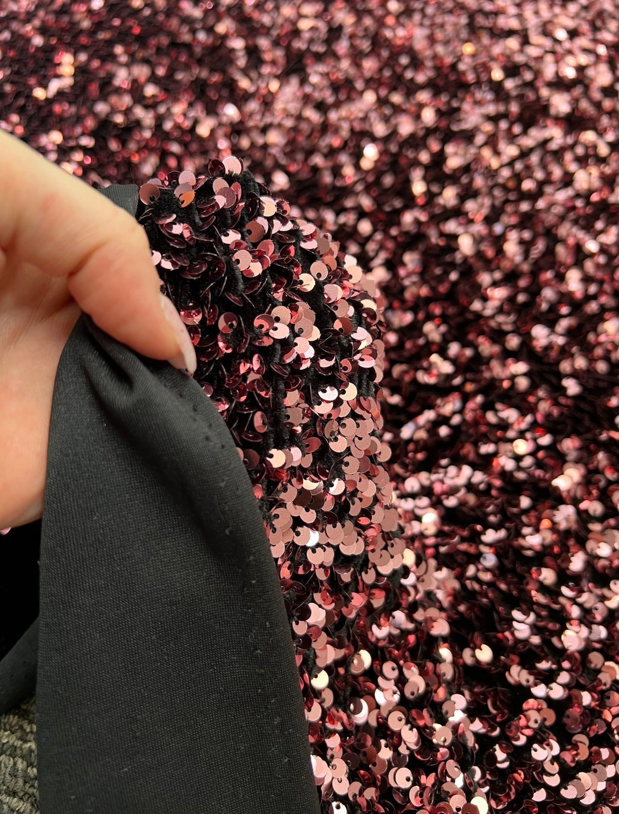 Stretch Sequin Velvet Burgundy