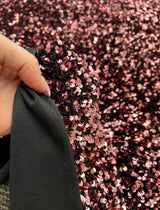 Stretch Sequin Velvet Burgundy