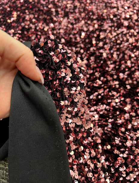 Stretch Sequin Velvet Burgundy