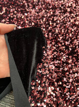 Stretch Sequin Velvet Burgundy