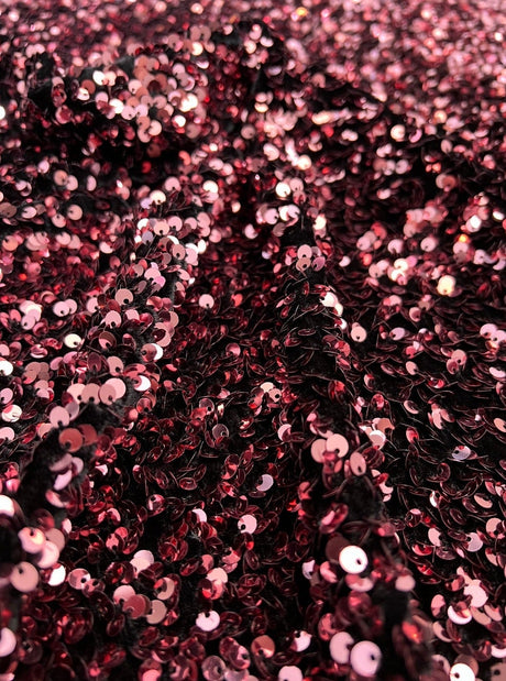 Stretch Sequin Velvet Burgundy