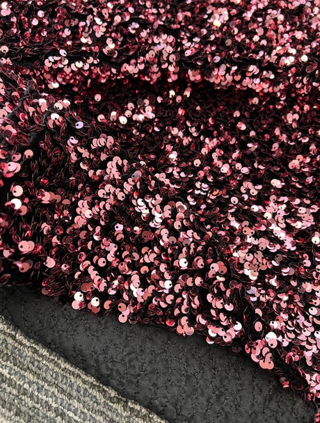 Stretch Sequin Velvet Burgundy