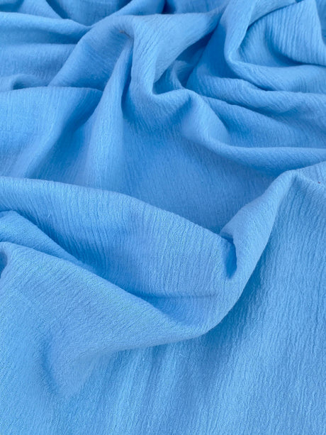 Baby Blue Crinkle Cotton Gauze