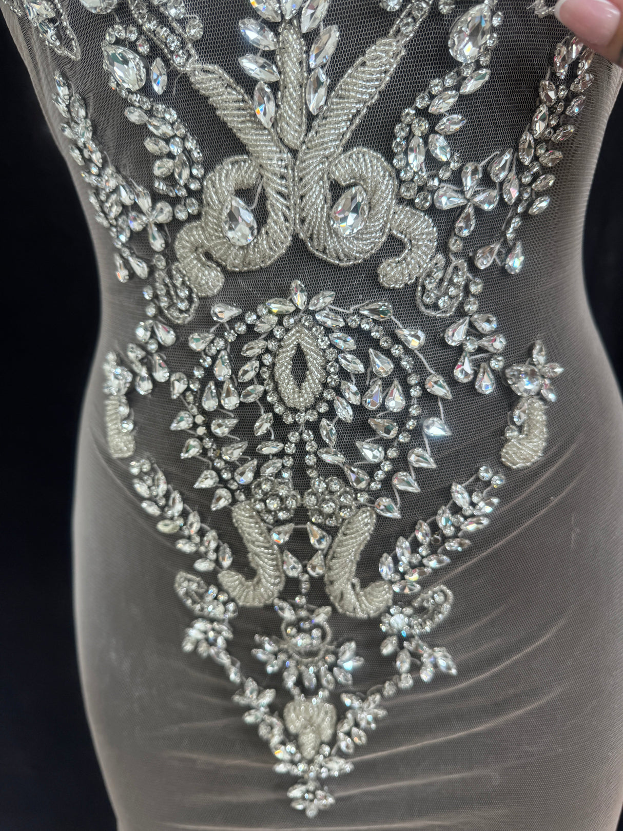 Silver Rhinestone Bodice Appliqué