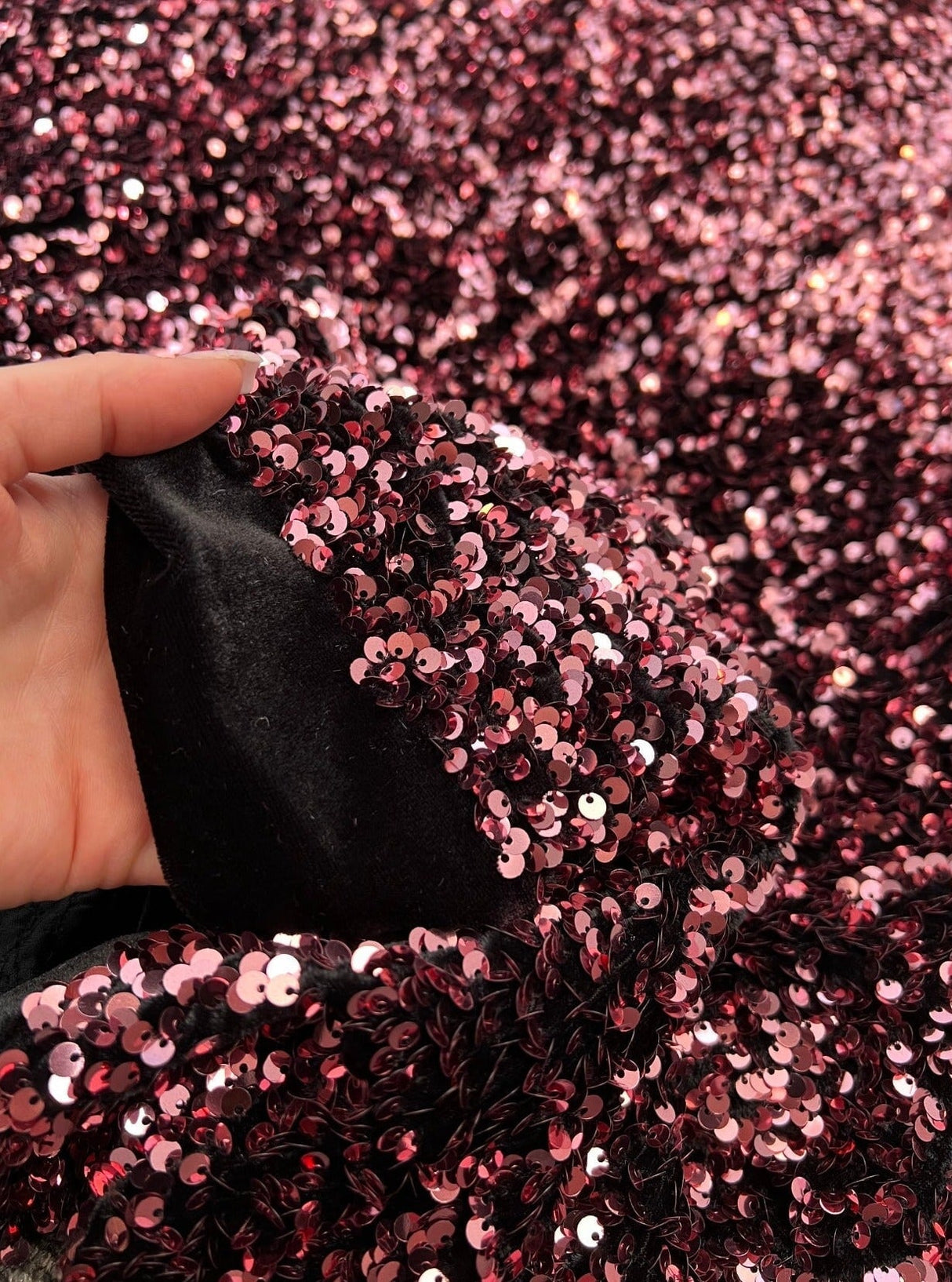 Sequin on Velvet Stretch Fabric