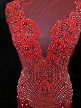 Red Rhinestone Bodice Applique