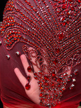 Red Rhinestone Bodice Applique