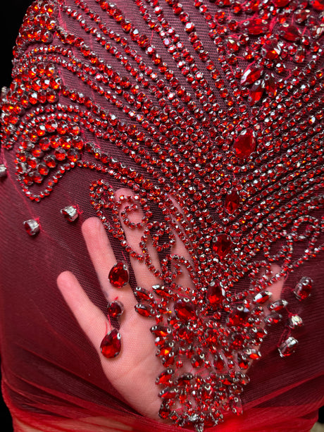 Red Rhinestone Bodice Applique