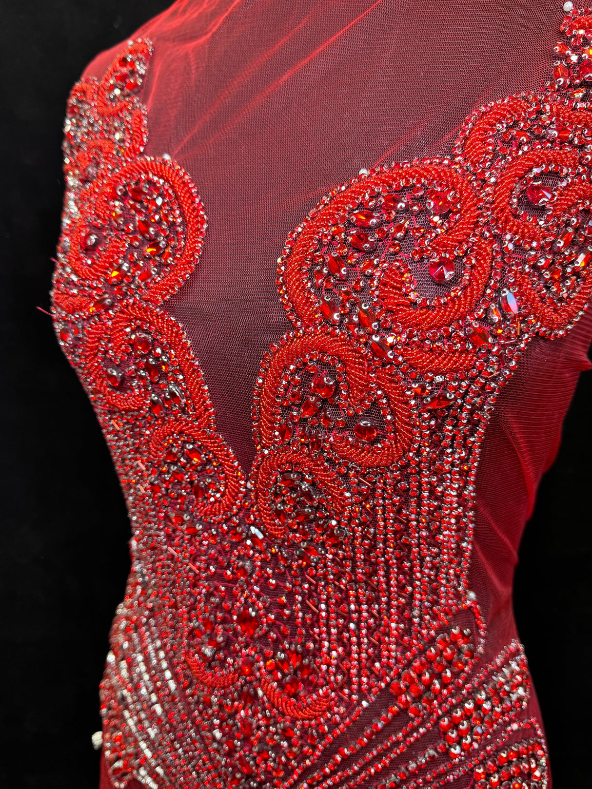 Red Rhinestone Bodice Applique