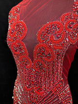 Red Rhinestone Bodice Applique