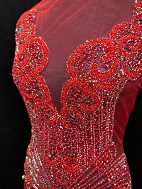 Red Rhinestone Bodice Applique