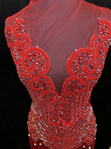 Red Rhinestone Bodice Applique