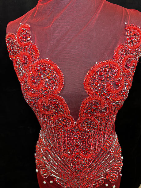 Red Rhinestone Bodice Applique