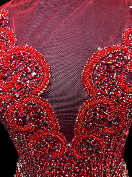 Red Rhinestone Bodice Applique